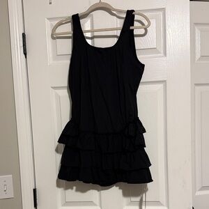 HALARA Black Tiered Ruffle Tank Dress
